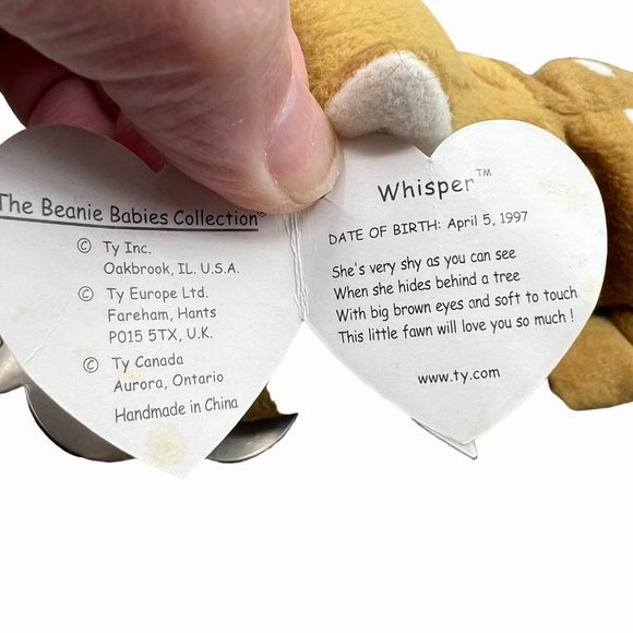 TY Beanie Babies Whisper the Deer Vintage 1997-98 Plush Stuffed Animal Toy Stuff - Picture 11 of 12